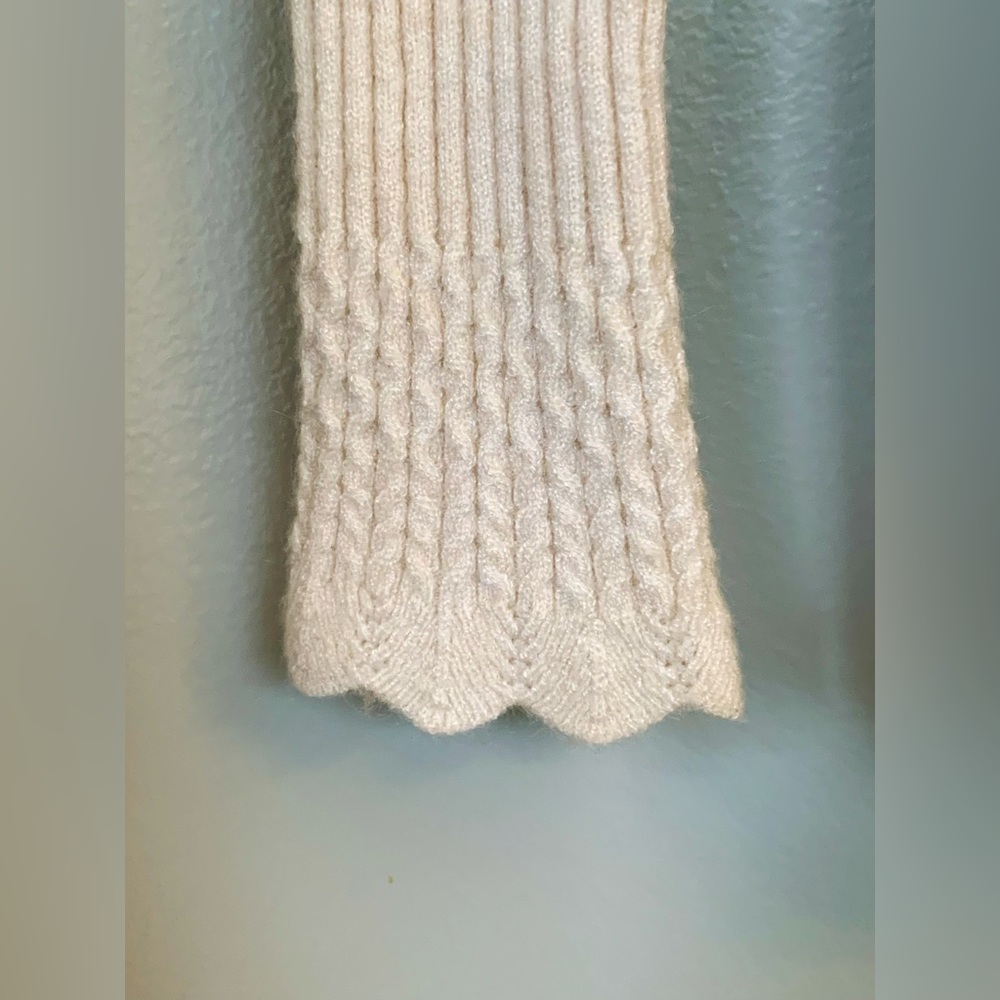 LUXURY Sweater Feminine Lefix Knit Top Ivory Cream SOFT Stretch Women's XS 0 2 - Picture 7 of 8